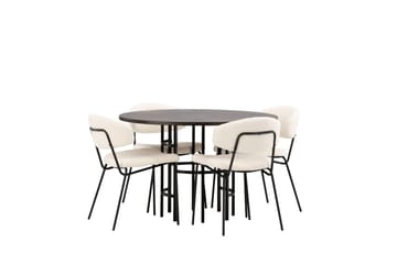 Copenhagen Matgrupp 115 cm Rund med 4 Chico Stolar - Svart - Möbler - Matplats - Matgrupp & matbord med stolar