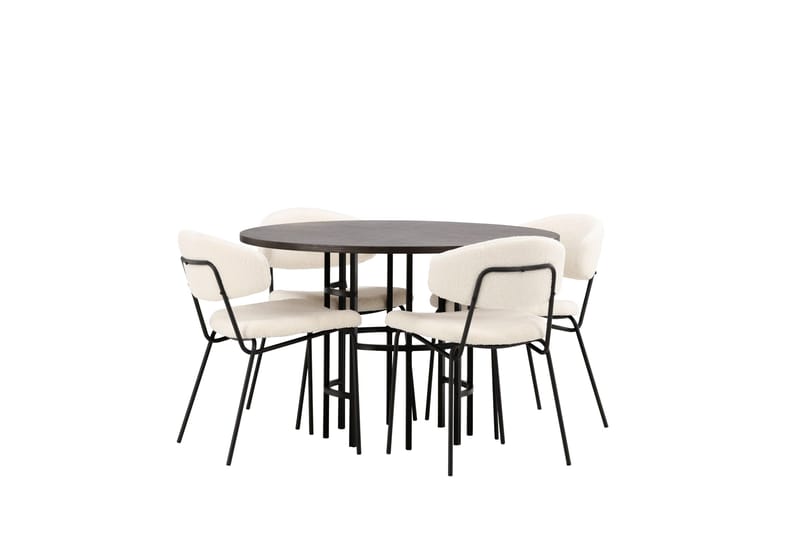 Copenhagen Matgrupp 115 cm Rund med 4 Chico Stolar - Svart - Möbler - Matplats - Matgrupp & matbord med stolar