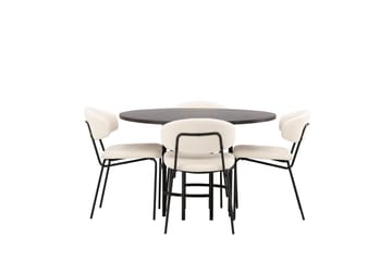 Copenhagen Matgrupp 115 cm Rund med 4 Chico Stolar - Svart - Möbler - Matplats - Matgrupp & matbord med stolar