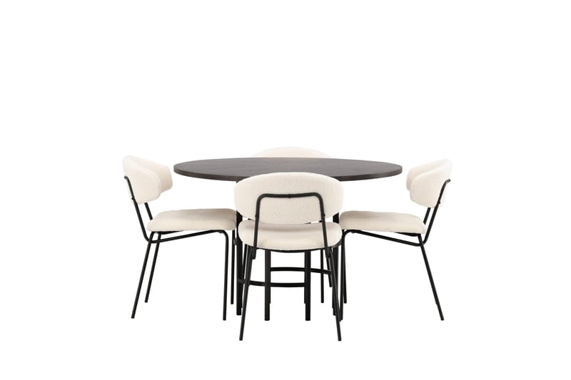 Copenhagen Matgrupp 115 cm Rund med 4 Chico Stolar - Svart - Möbler - Matplats - Matgrupp & matbord med stolar