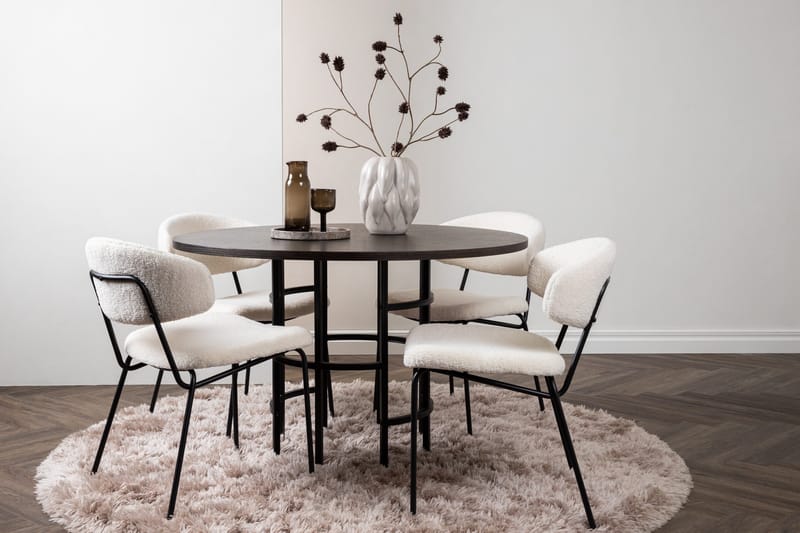 Copenhagen Matgrupp 115 cm Rund med 4 Chico Stolar - Svart - Möbler - Matplats - Matgrupp & matbord med stolar
