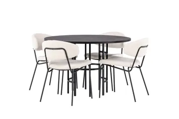 Copenhagen Matgrupp 115 cm Rund med 4 Chico Stolar - Svart - Möbler - Matplats - Matgrupp & matbord med stolar