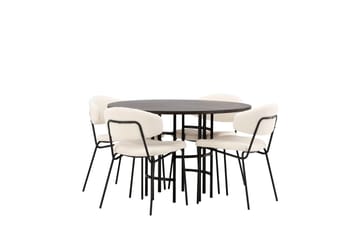 Copenhagen Matgrupp 115 cm Rund med 4 Chico Stolar - Svart - Möbler - Matplats - Matgrupp & matbord med stolar