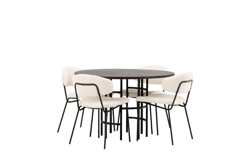 Copenhagen Matgrupp 115 cm Rund med 4 Chico Stolar - Svart - Möbler - Matplats - Matgrupp & matbord med stolar