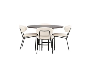 Copenhagen Matgrupp 115 cm Rund med 4 Chico Stolar - Svart - Möbler - Matplats - Matgrupp & matbord med stolar
