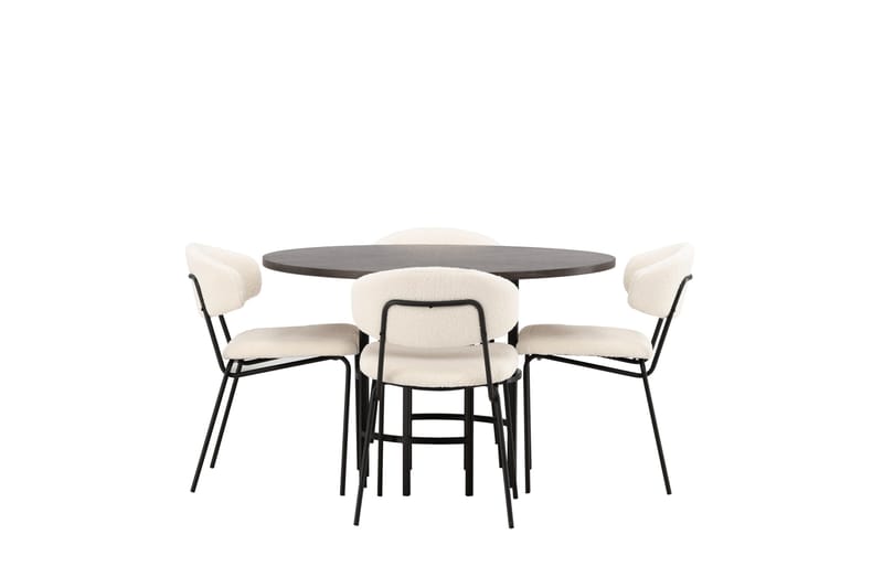 Copenhagen Matgrupp 115 cm Rund med 4 Chico Stolar - Svart - Möbler - Matplats - Matgrupp & matbord med stolar
