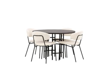 Copenhagen Matgrupp 115 cm Rund med 4 Chico Stolar - Svart - Möbler - Matplats - Matgrupp & matbord med stolar
