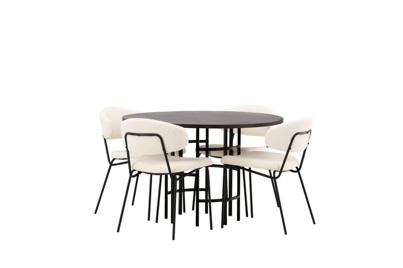 Copenhagen Matgrupp 115 cm Rund med 4 Chico Stolar - Svart - Möbler - Matplats - Matgrupp & matbord med stolar