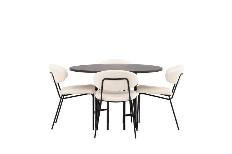 Copenhagen Matgrupp 115 cm Rund med 4 Chico Stolar - Svart - Möbler - Matplats - Matgrupp & matbord med stolar