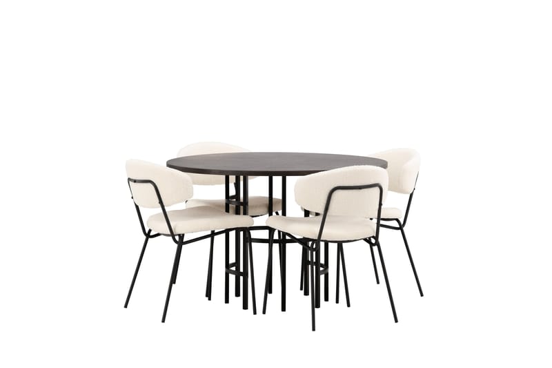 Copenhagen Matgrupp 115 cm Rund med 4 Chico Stolar - Svart - Möbler - Matplats - Matgrupp & matbord med stolar