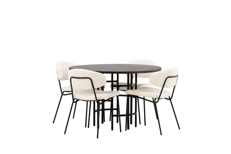 Copenhagen Matgrupp 115 cm Rund med 4 Chico Stolar - Svart - Möbler - Matplats - Matgrupp & matbord med stolar
