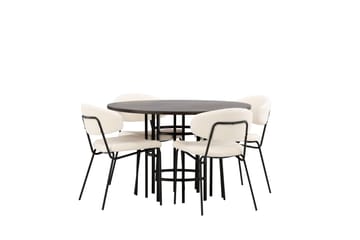 Copenhagen Matgrupp 115 cm Rund med 4 Chico Stolar - Svart - Möbler - Matplats - Matgrupp & matbord med stolar
