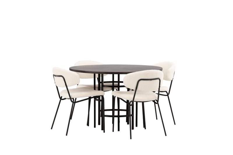 Copenhagen Matgrupp 115 cm Rund med 4 Chico Stolar - Svart - Möbler - Matplats - Matgrupp & matbord med stolar