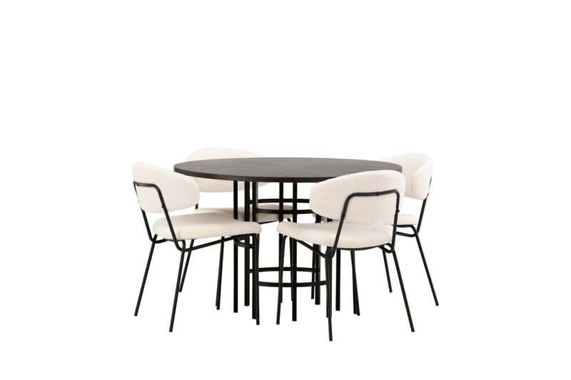 Copenhagen Matgrupp 115 cm Rund med 4 Chico Stolar - Svart - Möbler - Matplats - Matgrupp & matbord med stolar