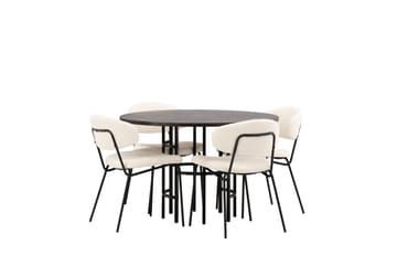 Copenhagen Matgrupp 115 cm Rund med 4 Chico Stolar - Svart - Möbler - Matplats - Matgrupp & matbord med stolar