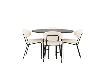 Copenhagen Matgrupp 115 cm Rund med 4 Chico Stolar - Svart - Möbler - Matplats - Matgrupp & matbord med stolar