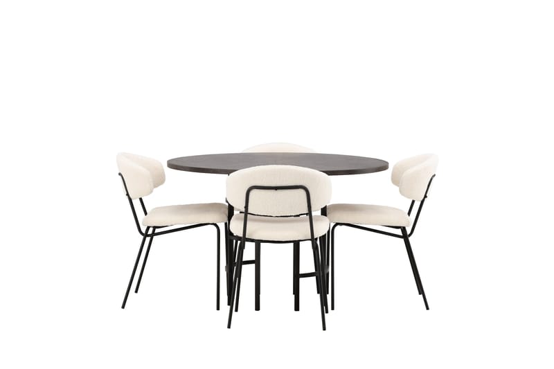 Copenhagen Matgrupp 115 cm Rund med 4 Chico Stolar - Svart - Möbler - Matplats - Matgrupp & matbord med stolar