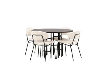 Copenhagen Matgrupp 115 cm Rund med 4 Chico Stolar - Svart - Möbler - Matplats - Matgrupp & matbord med stolar