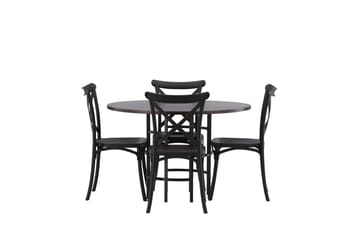 Copenhagen Matgrupp 115 cm Rund med 4 Crosett stolar - Svart - Möbler - Matplats - Matgrupp & matbord med stolar