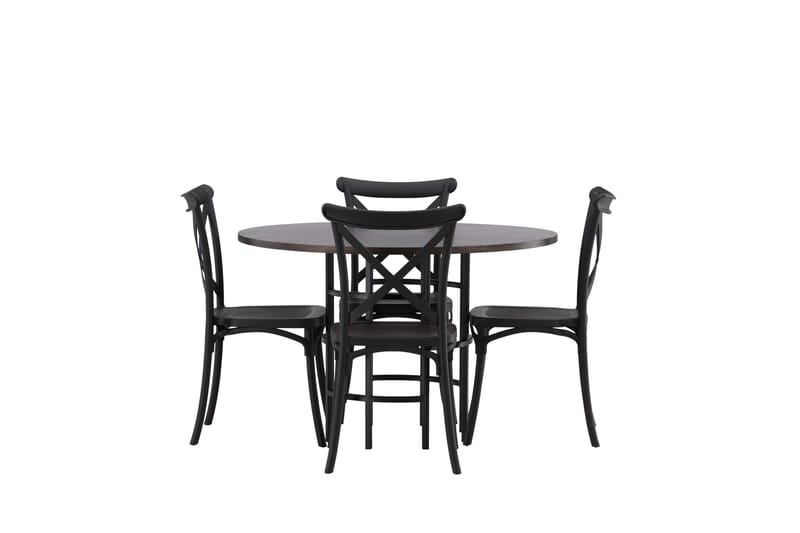 Copenhagen Matgrupp 115 cm Rund med 4 Crosett stolar - Svart - Möbler - Matplats - Matgrupp & matbord med stolar