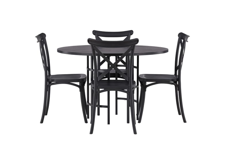 Copenhagen Matgrupp 115 cm Rund med 4 Crosett stolar, Svart