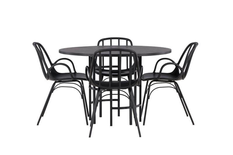 Copenhagen Matgrupp 115 cm Rund med 4 Dyrön stolar - Svart - Möbler - Matplats - Matgrupp & matbord med stolar