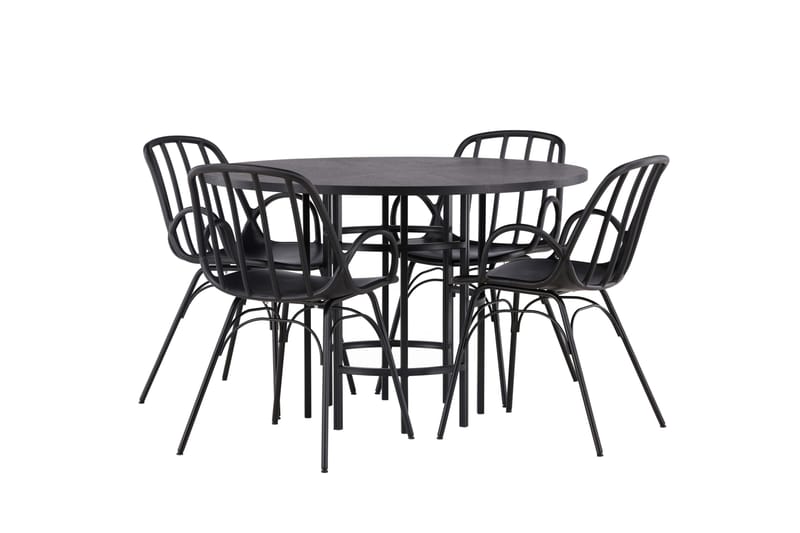 Copenhagen Matgrupp 115 cm Rund med 4 Dyrön stolar - Svart - Möbler - Matplats - Matgrupp & matbord med stolar