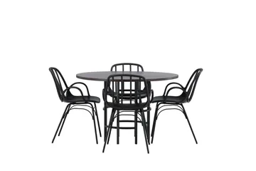 Copenhagen Matgrupp 115 cm Rund med 4 Dyrön stolar - Svart - Möbler - Matplats - Matgrupp & matbord med stolar