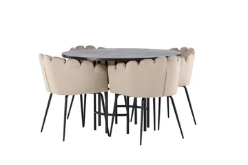 Copenhagen Matgrupp 115 cm Rund med 4 Limhamn stolar - Beige - Möbler - Matplats - Matgrupp & matbord med stolar