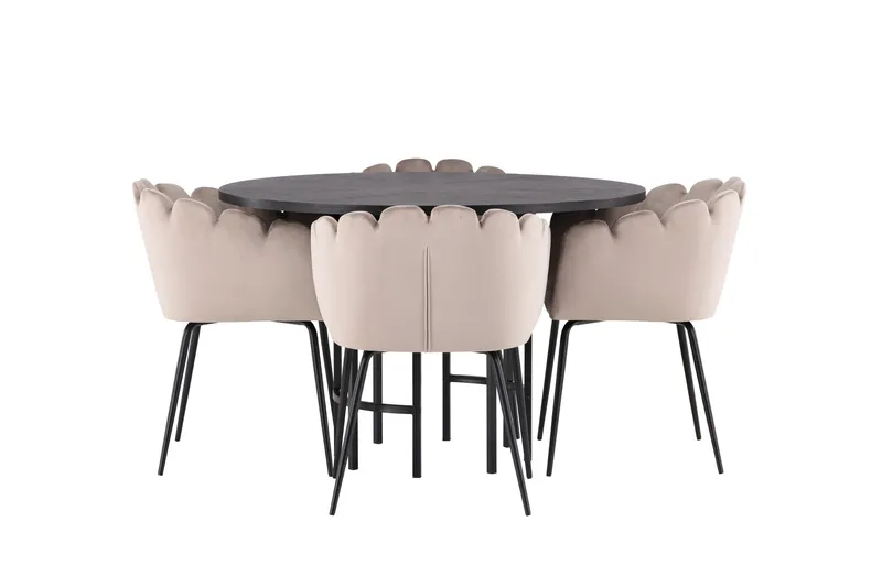 Copenhagen Matgrupp 115 cm Rund med 4 Limhamn stolar, Beige