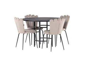 Copenhagen Matgrupp 115 cm Rund med 4 Limhamn stolar - Beige - Möbler - Matplats - Matgrupp & matbord med stolar