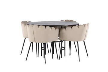 Copenhagen Matgrupp 115 cm Rund med 4 Limhamn stolar - Beige - Möbler - Matplats - Matgrupp & matbord med stolar