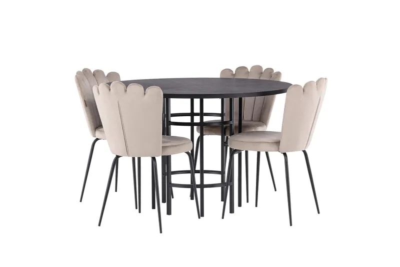 Copenhagen Matgrupp 115 cm Rund med 4 Limhamn stolar - Beige - Möbler - Matplats - Matgrupp & matbord med stolar