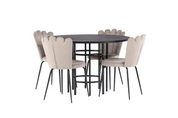 Copenhagen Matgrupp 115 cm Rund med 4 Limhamn stolar - Beige - Möbler - Matplats - Matgrupp & matbord med stolar