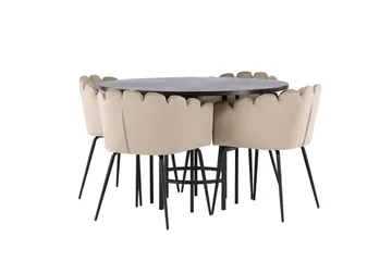 Copenhagen Matgrupp 115 cm Rund med 4 Limhamn stolar - Beige - Möbler - Matplats - Matgrupp & matbord med stolar