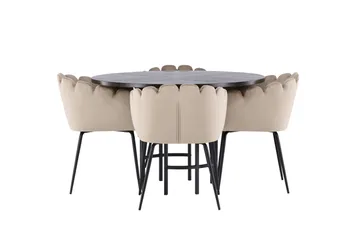 Copenhagen Matgrupp 115 cm Rund med 4 Limhamn stolar - Beige - Möbler - Matplats - Matgrupp & matbord med stolar