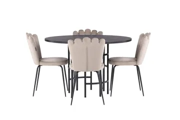 Copenhagen Matgrupp 115 cm Rund med 4 Limhamn stolar - Beige - Möbler - Matplats - Matgrupp & matbord med stolar