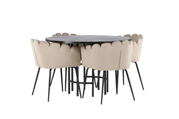 Copenhagen Matgrupp 115 cm Rund med 4 Limhamn stolar - Beige - Möbler - Matplats - Matgrupp & matbord med stolar