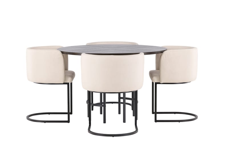 Copenhagen Matgrupp 115 cm Rund med 4 Simrishman stolar - Beige - Möbler - Matplats - Matgrupp & matbord med stolar
