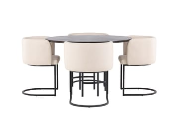 Copenhagen Matgrupp 115 cm Rund med 4 Simrishman stolar - Beige - Möbler - Matplats - Matgrupp & matbord med stolar