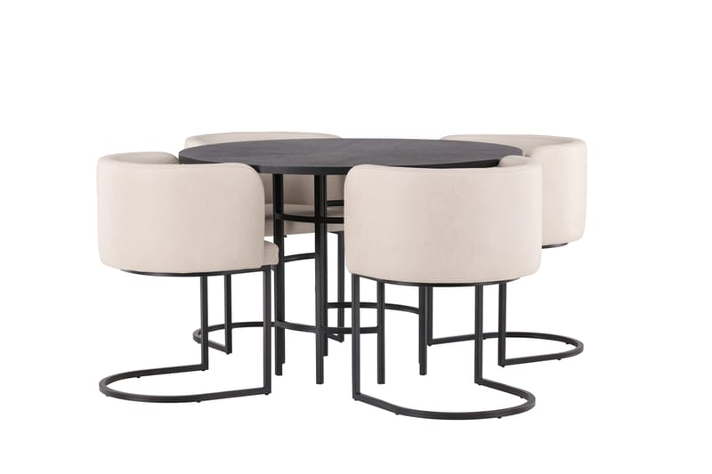 Copenhagen Matgrupp 115 cm Rund med 4 Simrishman stolar - Beige - Möbler - Matplats - Matgrupp & matbord med stolar