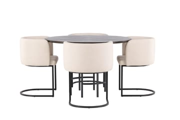 Copenhagen Matgrupp 115 cm Rund med 4 Simrishman stolar - Beige - Möbler - Matplats - Matgrupp & matbord med stolar