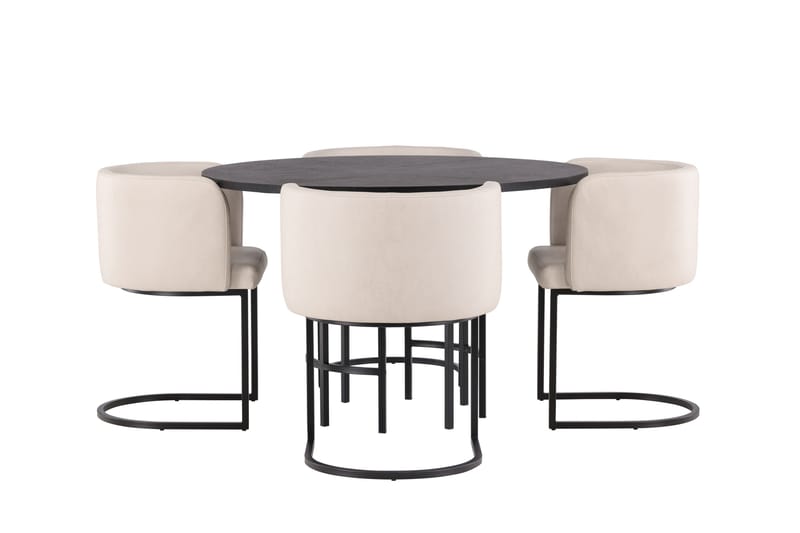 Copenhagen Matgrupp 115 cm Rund med 4 Simrishman stolar - Beige - Möbler - Matplats - Matgrupp & matbord med stolar
