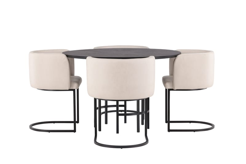 Copenhagen Matgrupp 115 cm Rund med 4 Simrishman stolar - Beige - Möbler - Matplats - Matgrupp & matbord med stolar