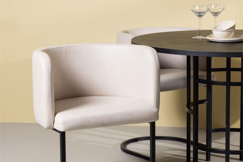 Copenhagen Matgrupp 115 cm Rund med 4 Simrishman stolar - Beige - Möbler - Matplats - Matgrupp & matbord med stolar