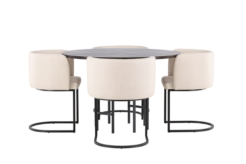 Copenhagen Matgrupp 115 cm Rund med 4 Simrishman stolar, Beige