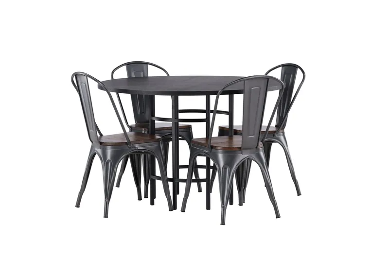 Copenhagen Matgrupp 115 cm Rund med 4 Tempe stolar - Svart - Möbler - Matplats - Matgrupp & matbord med stolar