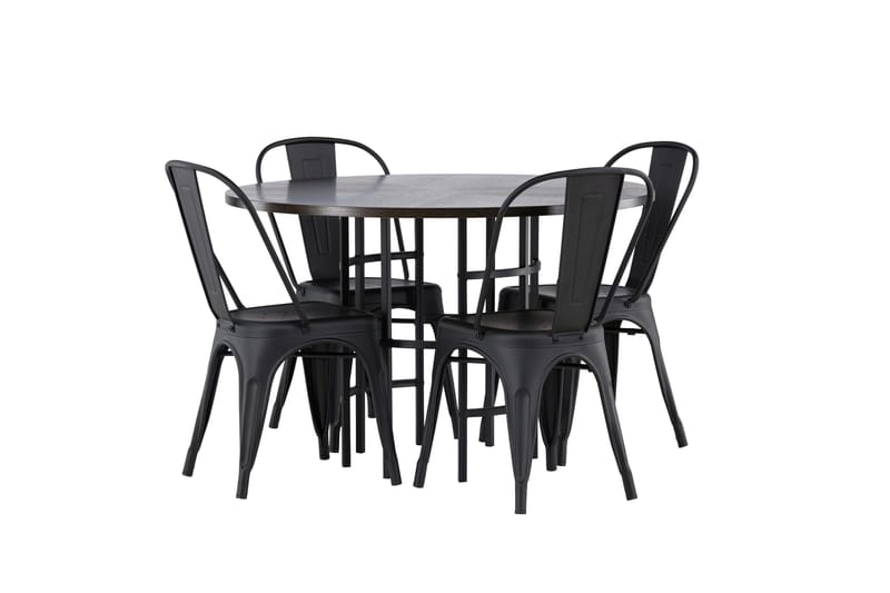 Copenhagen Matgrupp 115 cm Rund med 4 Tempe Stolar - Svart - Möbler - Matplats - Matgrupp & matbord med stolar