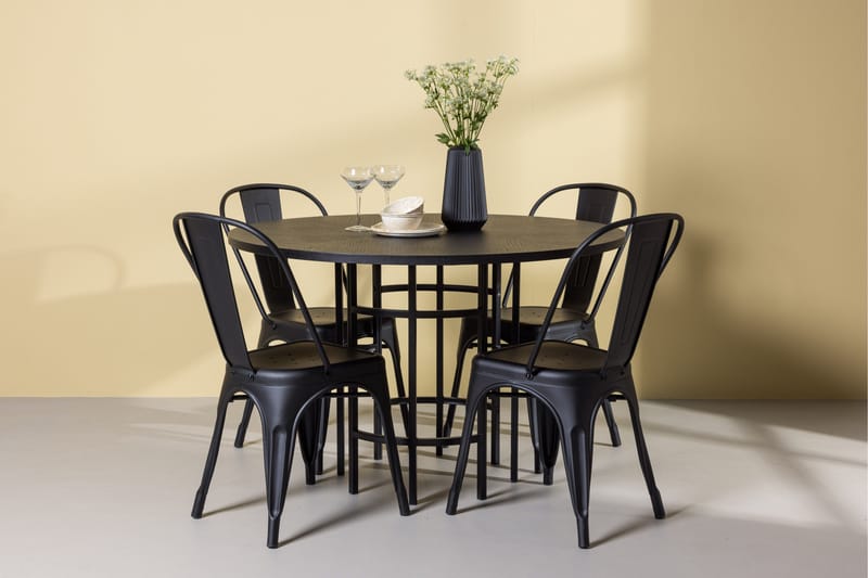 Copenhagen Matgrupp 115 cm Rund med 4 Tempe Stolar - Svart - Möbler - Matplats - Matgrupp & matbord med stolar