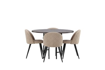 Copenhagen Matgrupp 115 cm Rund med 4 Velvet stolar - Beige - Möbler - Matplats - Matgrupp & matbord med stolar
